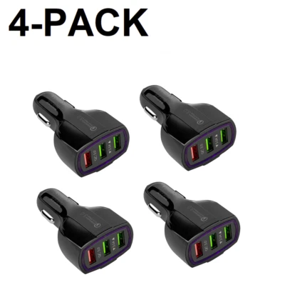 4-PACK TRIPLE USB Quick Fast Smart 7A AMP Car Charger (3-USB PORT) - Image 1 of 3