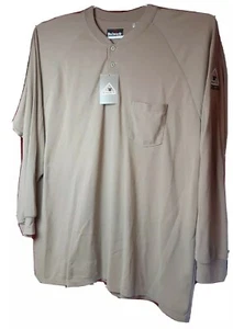 Bulwark FR Pullover Tan Size 3XL  Long Sleeve Pocket fire retardant Henley  - Picture 1 of 6