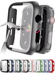 Tempered Glass+cover For Apple Watch Accessories 45mm 41mm 44mm 40mm 42mm Screen - Photo 1 sur 134