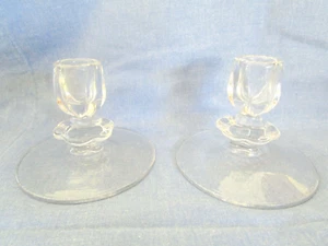 Duncan Miller Canterbury Vintage Clear Glass Set of 2 Candle Holder 3" tall - Picture 1 of 4