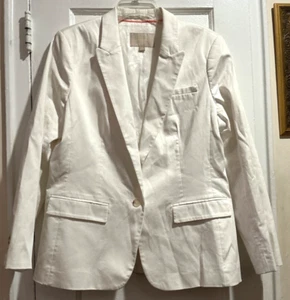 Banana Republic Women's Cotton Blend Lined White Blazer Size 16 MINT!! - Picture 1 of 6