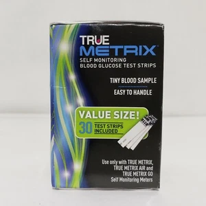 True Metrix Self Monitoring Blood Glucose Test Strips 30 New in Sealed Box - Picture 1 of 5