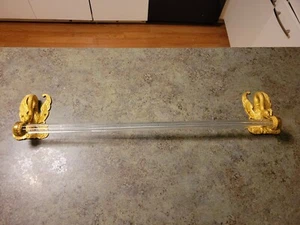 Elegant 24K Gold Plated Sherle Wagner Swan Wall Bracket Glass Rod Towel Holder - Picture 1 of 15