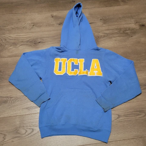 Vintage UCLA Bruins Hoodie XS Blue Gold Standard College Logo Embroidered USA Cover