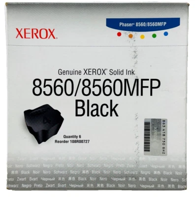 New Genuine Xerox 8560 8560 Black Solid 108R00727 Ink Cartridges Box - Image 1 of 2
