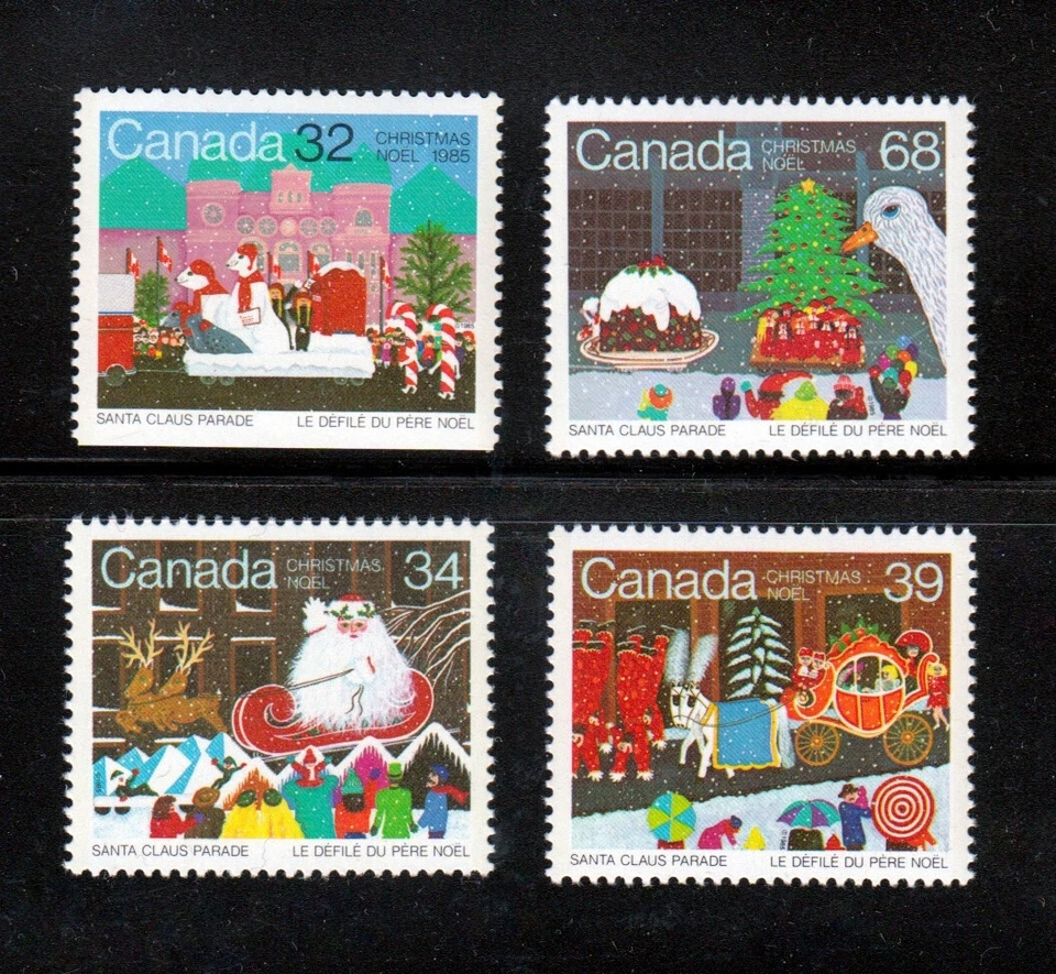 Desfile de Navidad de Papá Noel ** Canadá 1985 #1067-1070 conjunto de sellos MNH Foto 1 de 1