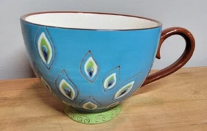 Pier 1 Imports Dolomita Pavo Real Pintado a Mano Taza de Café/Taza de Té ANUNCIO HOLANDÉS - Imagen 1 de 5