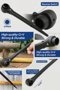 19mm & 21mm Heavy Duty Scaffold Ratchet  12" Carbon Steel CRV Head Double socket - Picture 1 of 6