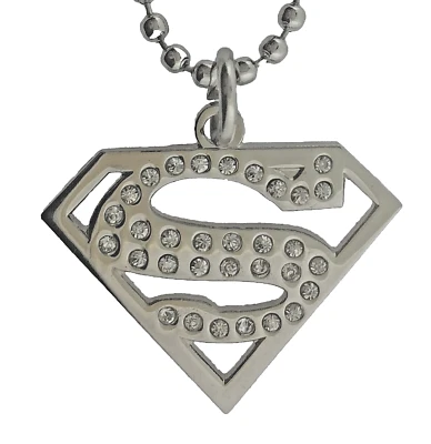 Collar Superman plata cromo metal pedrería cómics cepillados origen superhéroe Foto 1 de 4