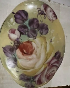 Rose Themed Porcelain Jewelry - Trinket Dresser Box Japan Gold Trimmed - Picture 1 of 5