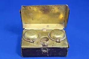 Antique K K PR Austrian Military brass leather travelling Glass Inkwell KKPR - Picture 1 of 12