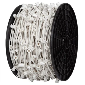 1000' C7 Christmas Light Spool White Wire 1000 Sockets SPT-1 Wire 12” Spacing - Picture 1 of 1