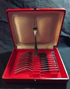 Schatulle mit 12 Schneckengabeln in einwandfreiem Zustand 2 Goldschmiedpunzen Jahrgang - Bild 1 von 13