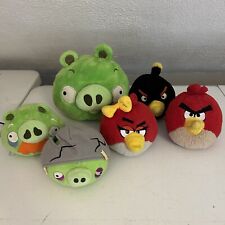 Lot of 6 Official Angry Bird Plush Plushies Collection Set Green Pigs Birds HTF