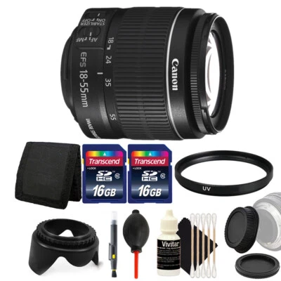 Canon EF-S 18-55mm f/3.5-5.6 IS II Lens with Accessories for Canon T7 T7i - Image 1 of 4