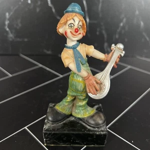 Fontanini Payaso Tocando Laúd De Colección Hecho en Italia Base de Mármol - Imagen 1 de 5