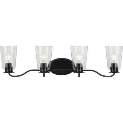 Progress Lighting Durrell Collection 4Light Matte Black Clear Glass Vanity Light - Image 1 of 3