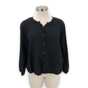 Outerknown Size XS The Folk Shirt Top Black Organic Cotton Blouse Boho Womens - Picture 1 of 11