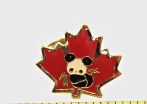 Panda Bamboo Maple Leaf Canada Collectible Pin Pinback Button Souvenir Vintage - Picture 1 of 12