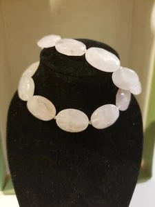 Glass Rose Quartz Stretch Bracelet with pink oval beads ( 2 pcs) - Picture 1 of 8