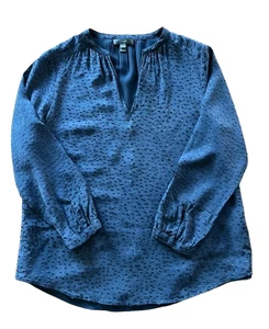 J.Crew Women’s Blue Silk Blouse Long Sleeve Round Neck Size 0 Woven Classic Fit - Picture 1 of 7