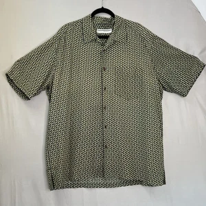 JHANE BARNES 100% Silk Abstract Geometric Mens XL Shirt Short Sleeves - Picture 1 of 12