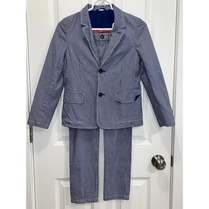 Mini Boden Jungen Anzug Set gestreift Blazer & Hose, Größe 9-10Y Kinder Outfit - Bild 1 von 12