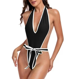 Deep Monokini One Piece Swimsuit Womens Bathing Suit for Women Exotic Plungin... - Picture 1 of 5