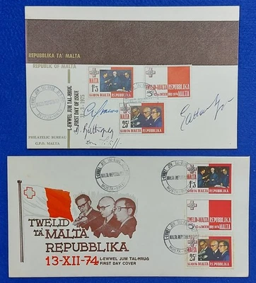 República de Malta 1975 primer día de portadas, oficina filatélica, firmado Foto 1 de 4