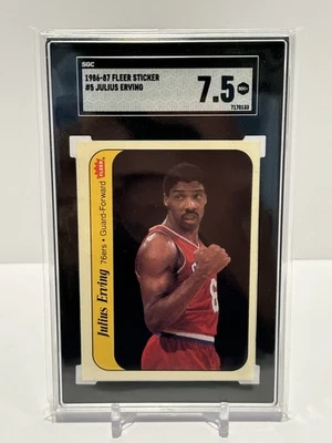 1986-87 Fleer - Stickers Julius Erving #5 HOF SGC 7.5 - Image 1 of 2