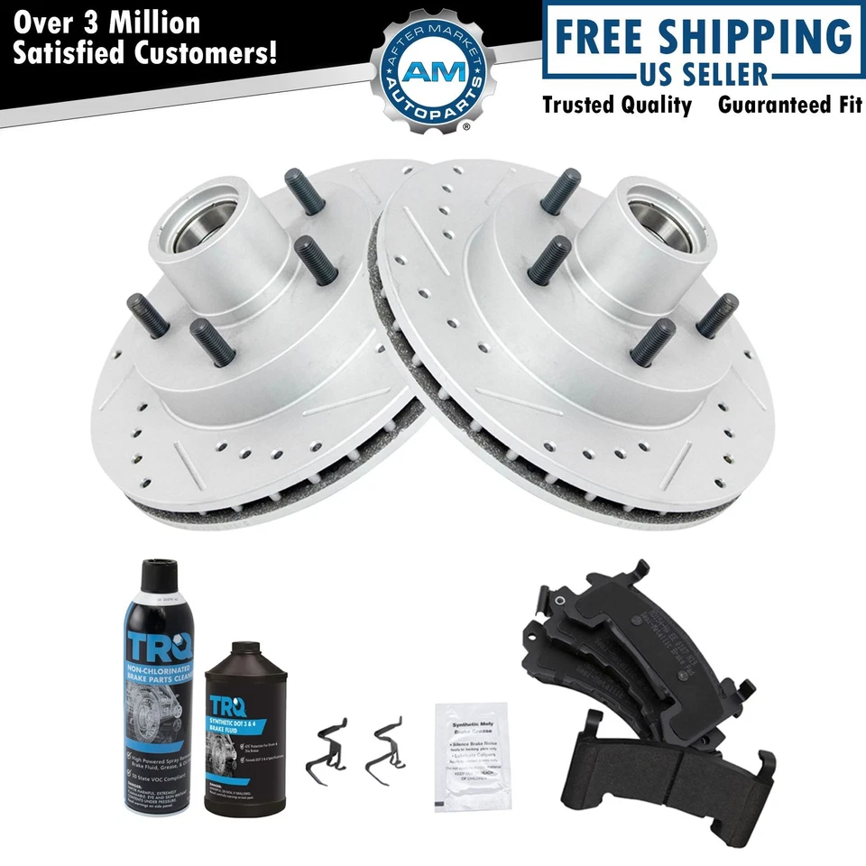Kit delantero de pastillas de freno semimetálicas y rotor de rendimiento con productos químicos Foto 1 de 4