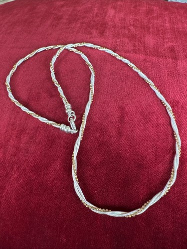 VETEMENTS Collana catena avvolta oro tono argento 18" sfera N perline