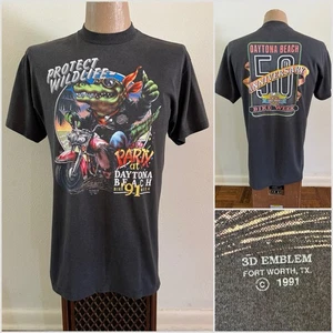 Vtg 1991 Harley Davidson 3D Emblem Daytona Florida Bike Week T Shirt XL 90s USA - Picture 1 of 23