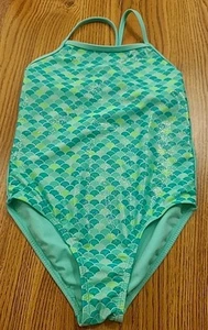 Wonder Nation Size Medium 7-8 Blue Green Scales Mermaids Little Girls Swimsuit - Picture 1 of 12