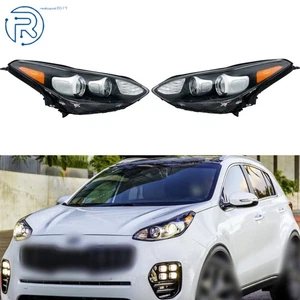 Headlights For 2017-2019-22 Kia Sportage Halogen Headlamps w/LED DRL Pair Black - Picture 1 of 9