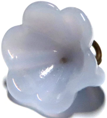 DELIGHTFUL  ANTIQUE HANDMADE LILAC OPAL GLASS POSY FLOWER BUTTON - Image 1 of 3
