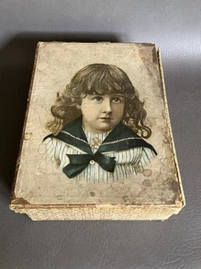 Antique Victorian Girl Portrait Cardboard Box Early 1900’s - Picture 1 of 9