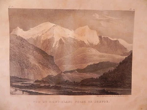 Monte Bianco Servoz Savoia litografia originale 1830 Villeneuve Mont Blanc M - Picture 1 of 1