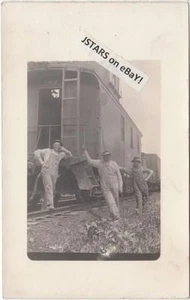 c. 1910s CB&Q RAILWAY CABOOSE REAL PHOTO POSTCARD RPPC - Picture 1 of 1