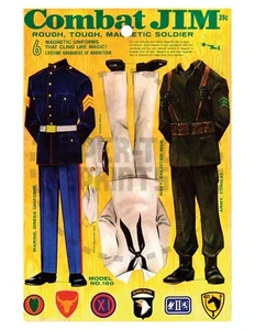 RISTAMPA - ACTION FIGURE COMBAT JIM - BAMBOLA DI CARTA - NON G.I. JOE - ABITI FANTASTICI - Foto 1 di 3