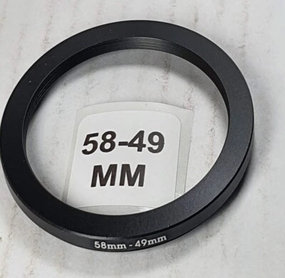 58-49mm Step-Down Lens Filter Converter Adapter Ring 58mm-49mm Metal E58 to E49 - Image 1 of 4