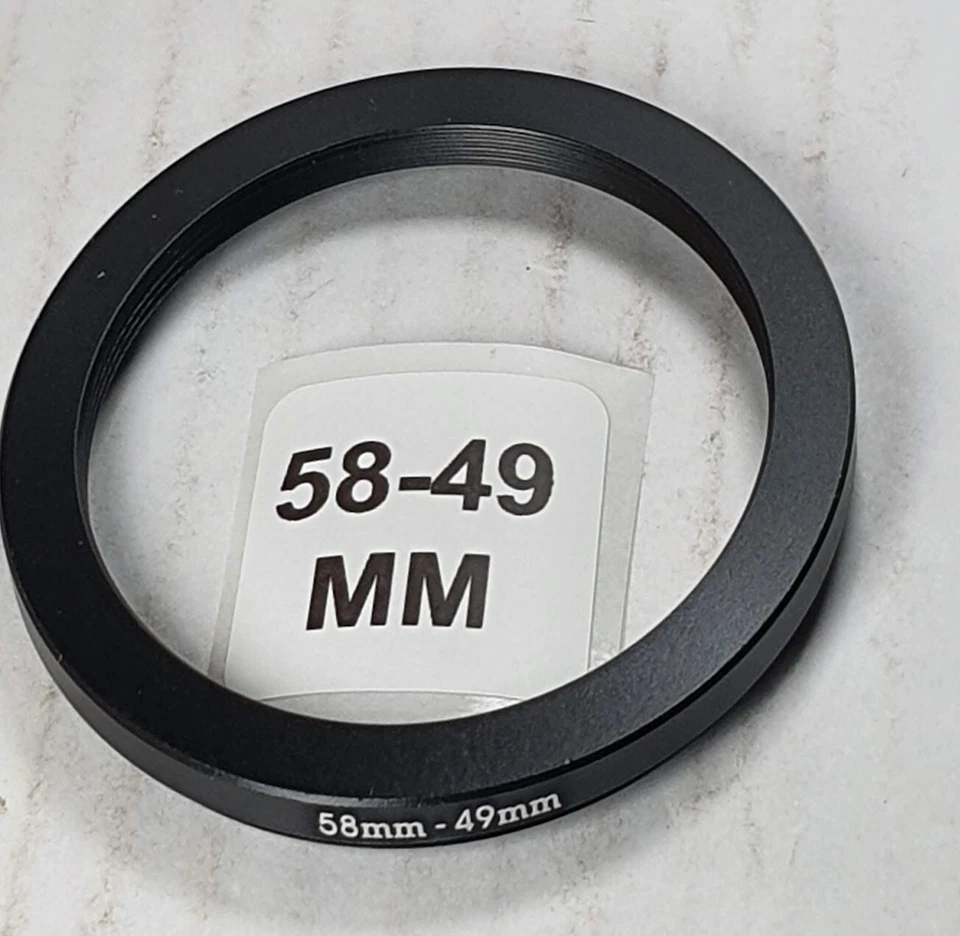 58-49mm Step-Down Lens Filter Converter Adapter Ring 58mm-49mm Metal E58 to E49 - Image 1 of 4