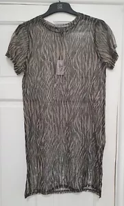Hecho en Italia Talla 18 20 Negro Azul Marino Gris Manga Corta Largo Bolsillo Flor Top! - Imagen 1 de 3