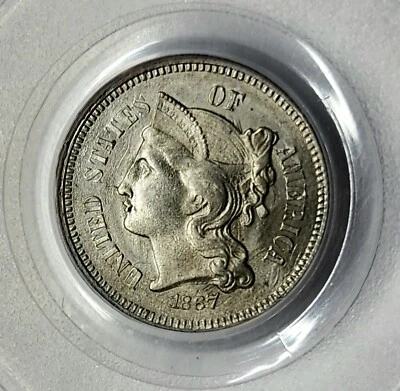 Choice 1867 Three Cent Nickel 3CN PCGS MS64 Great Eye Appeal & Detail High Grade - Image 1 of 4