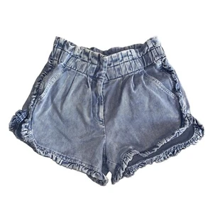 Pantaloncini corti Sea New York Idun in denim con volant lavaggio acido vita alta donna 4 - Foto 1 di 9