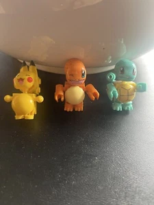 Pokemon Figures Mega Construx Lot Of 3 Pikachu Squirtle Charmander Megablok - Picture 1 of 5