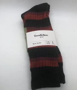 Goodfellow & Co Men's Boot Socks 2pk Black Red Wine Fits Men’s Shoe Size 7-12 - Picture 1 of 10