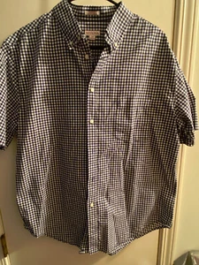MERONA SHIRT ADULT L LARGE BLACK WHITE CHECKS BUTTON DOWN SHORT SLEEVE - Picture 1 of 6