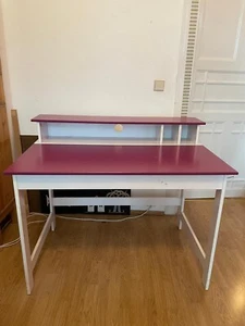 Sehr gut Erhaltener Jugend-Schreibtisch, Weiß-Weinrot - Bild 1 von 5