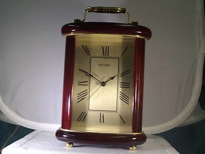 Seiko QXG405BLH Mantel  Carriage Clock Wood & brass - Image 1 of 4
